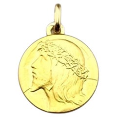 18 Karat Yellow Jesus Christ w/Crown of Thorns Pendant #23081