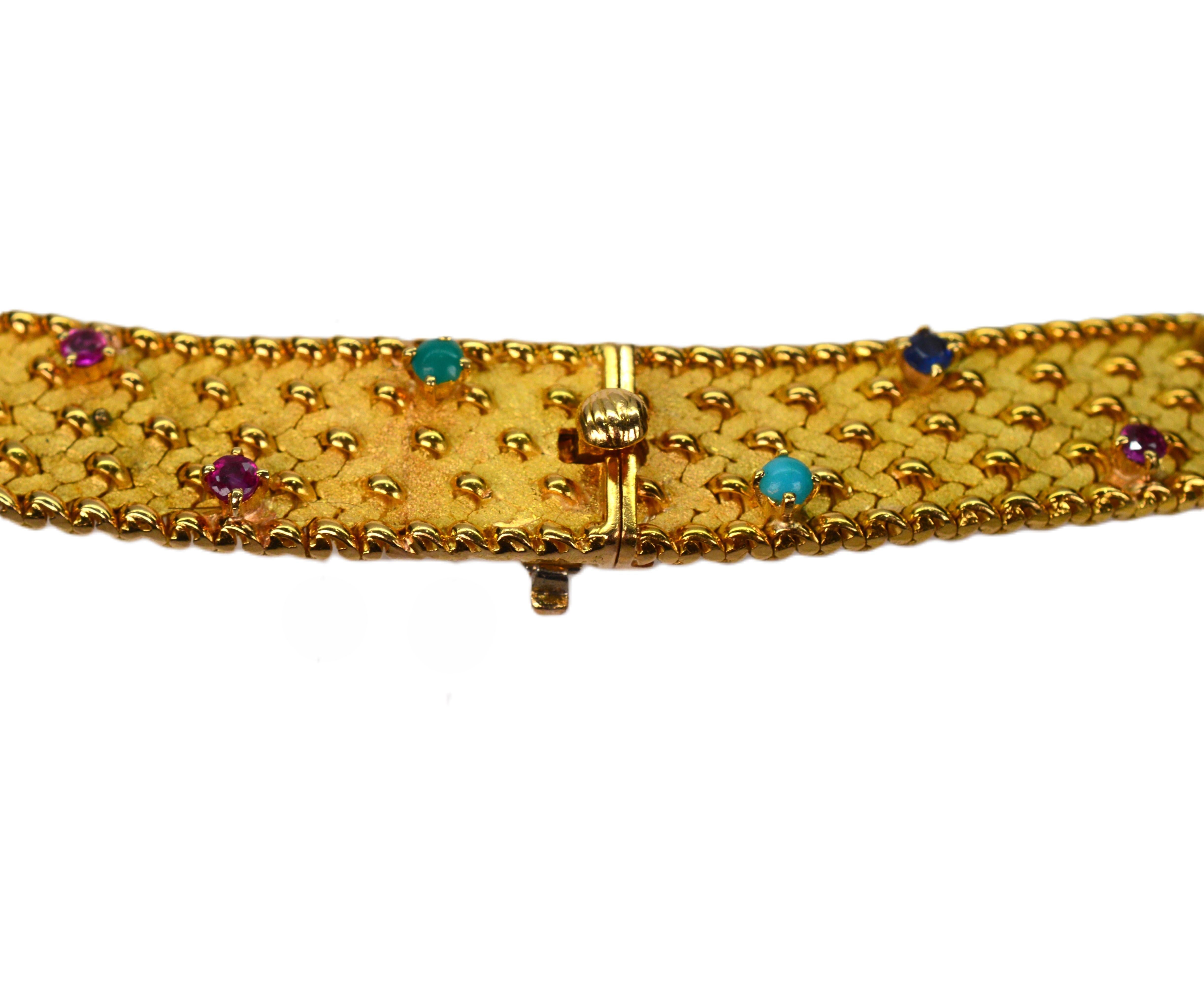 18 Karat Yellow  Gold Jeweled Choker Necklace For Sale 3