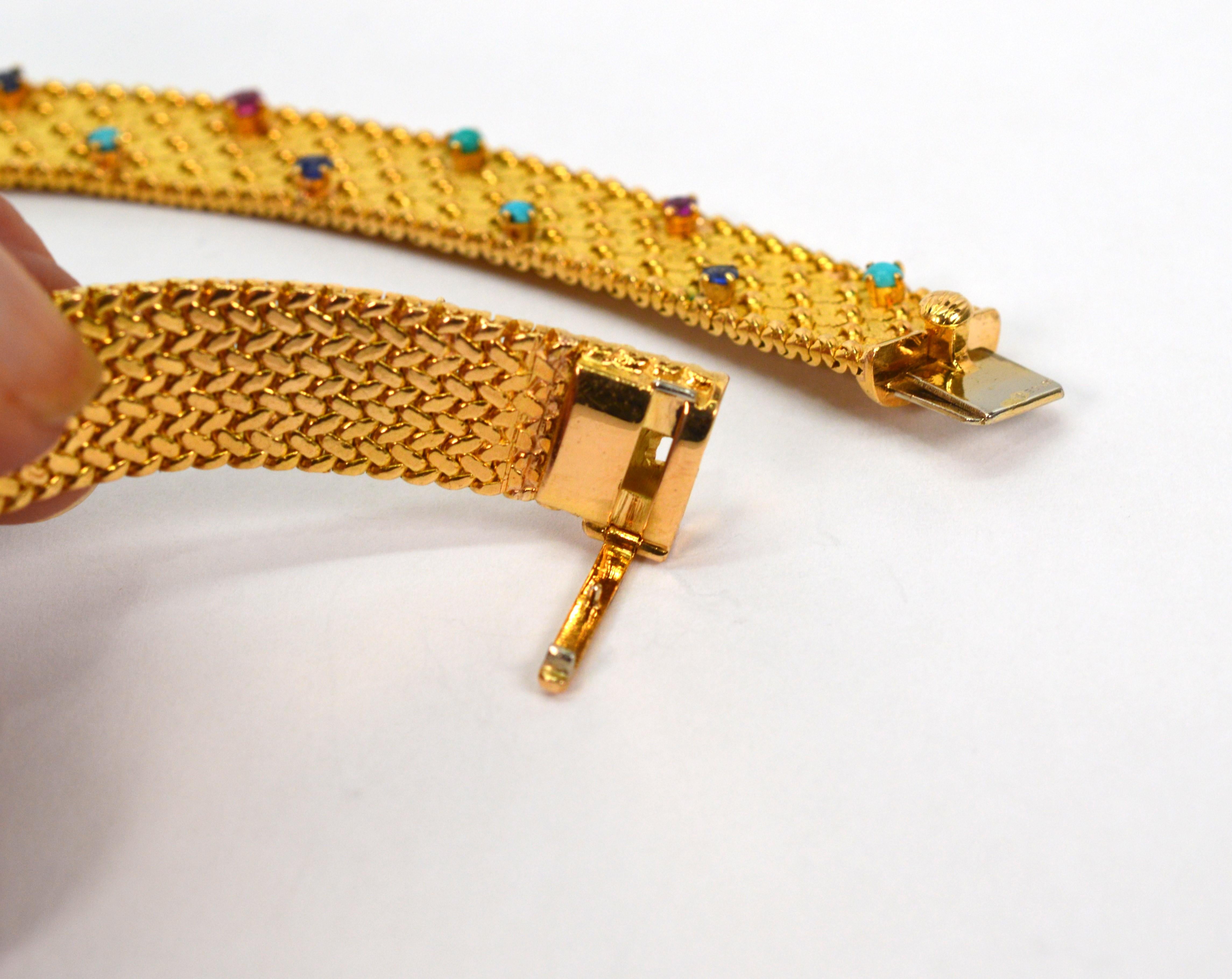 18 Karat Yellow  Gold Jeweled Choker Necklace For Sale 4