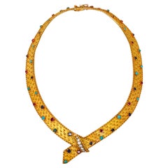 Gelb 18 Karat Gelb  Gold juwelenbesetzte Choker-Halskette
