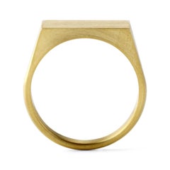 18 Karat Yellow Matte Gold Large Rectangle Signet Ring