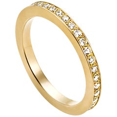 18 Karat Yellow Matte Gold White Diamond Full Eternity Band Ring