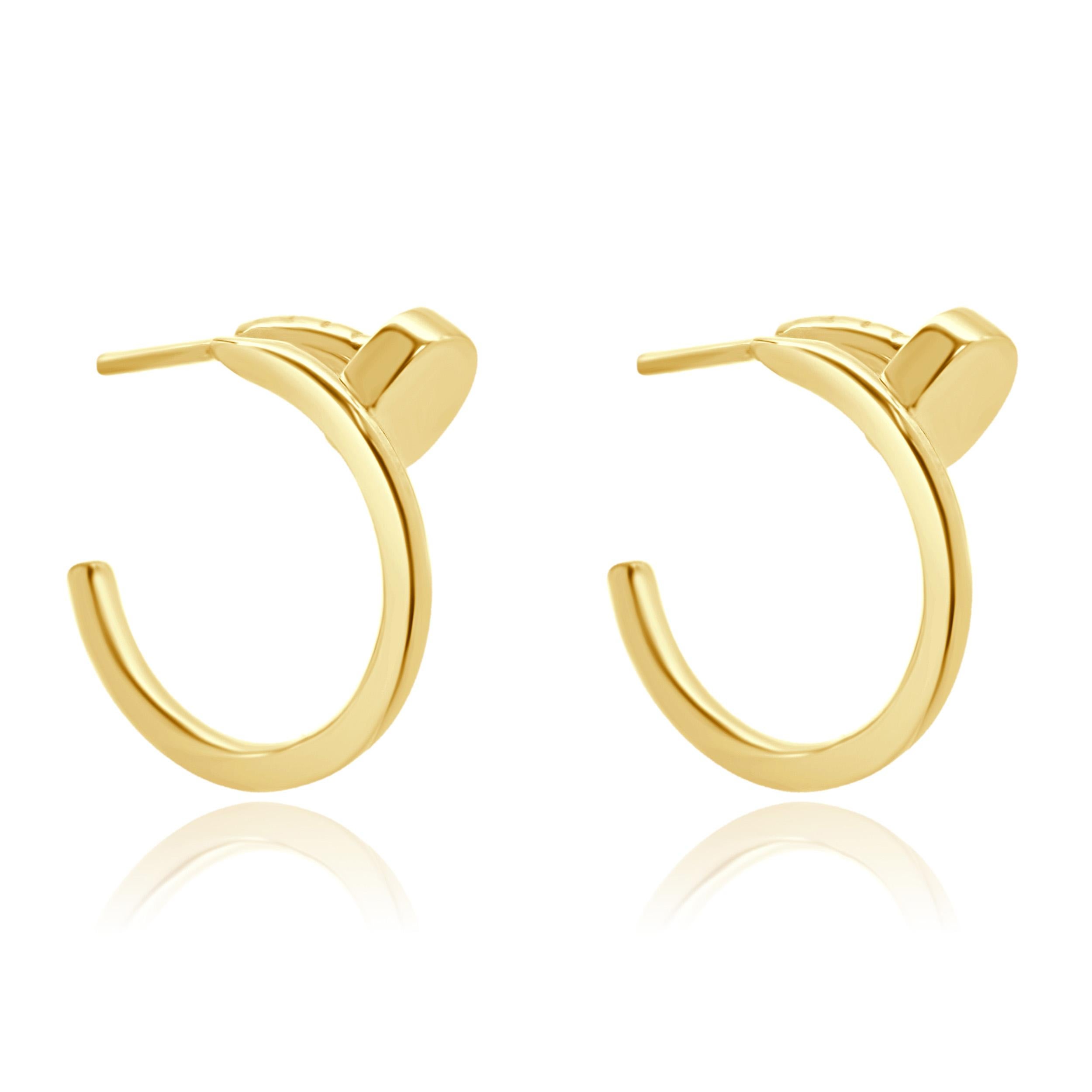 Women's 18 Karat Yellow Nail Loop Earrings