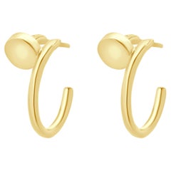 18 Karat Yellow Nail Loop Earrings