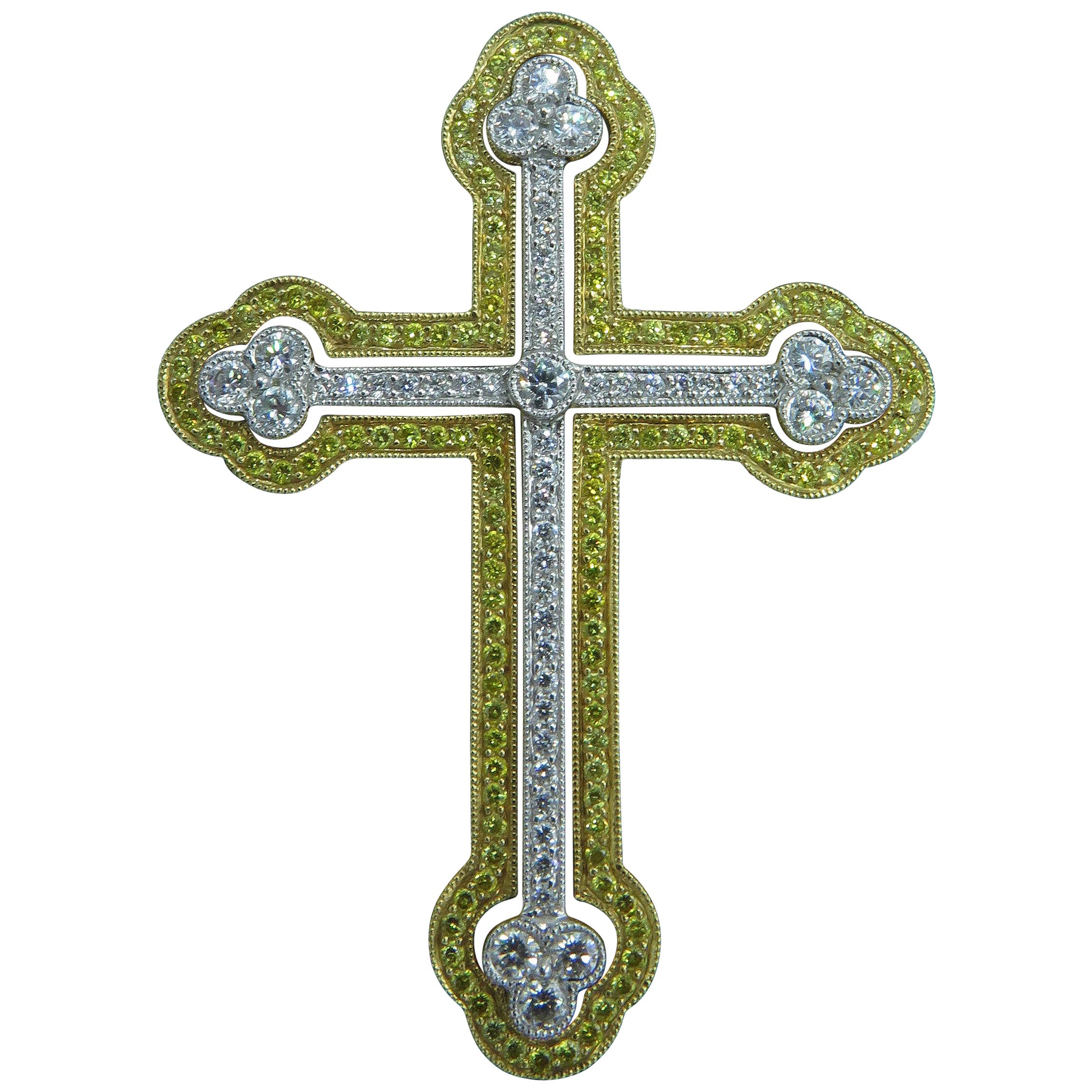 18 Karat Yellow or White Gold Celtic Diamond Cross