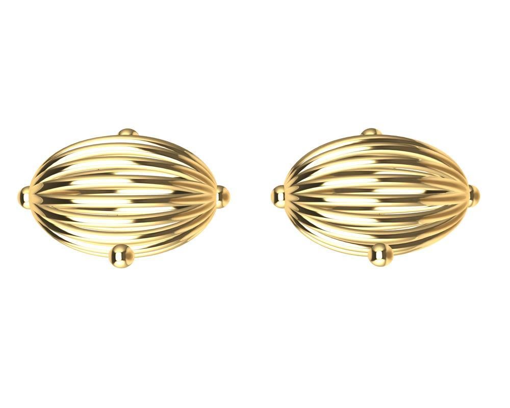 Contemporary 18 Karat Yellow Oval Wire Sphere Cufflinks For Sale
