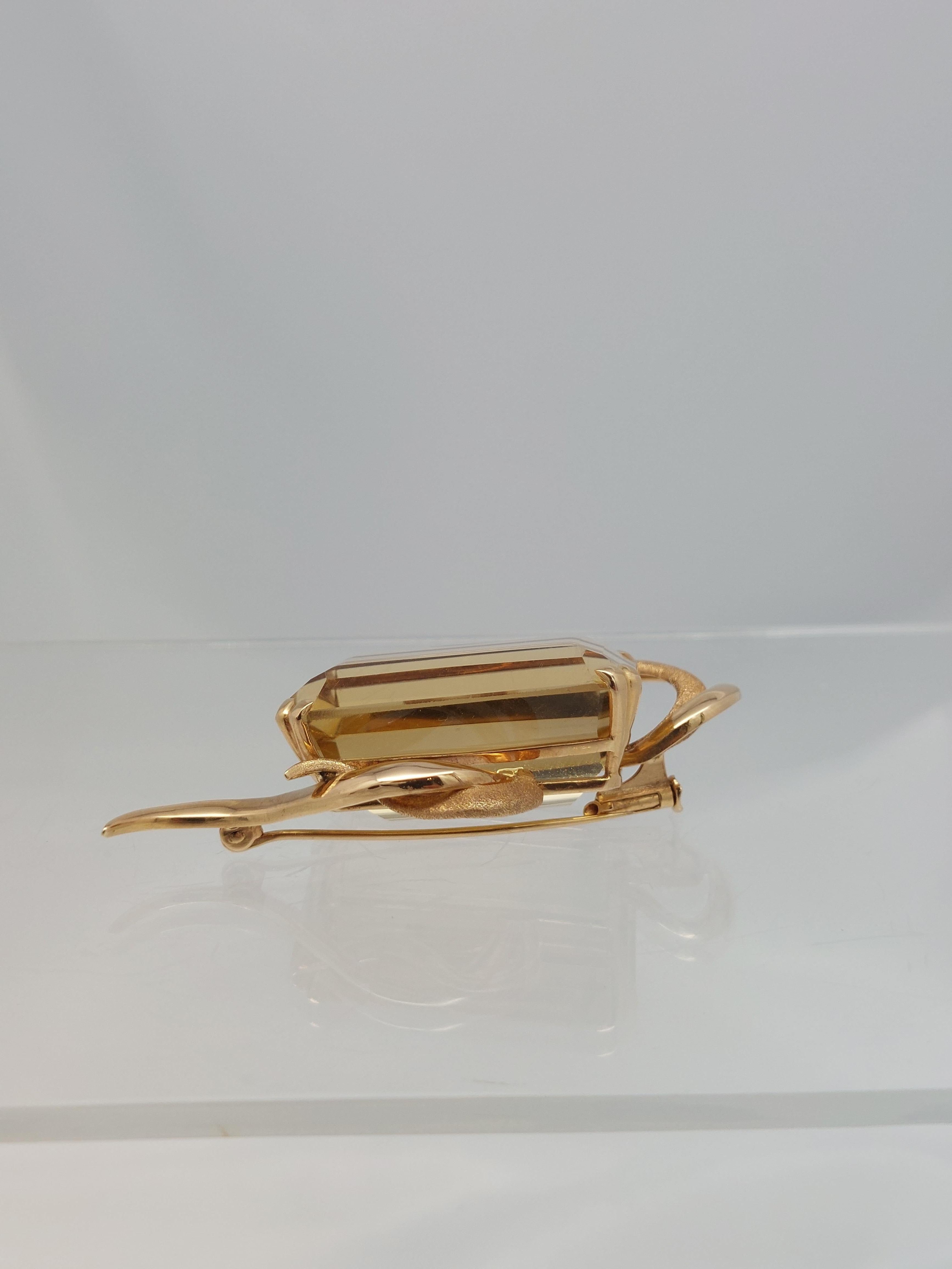 Broche de oro amarillo y rosa de 18 quilates con citrino LG de más de 45 quilates en venta 4