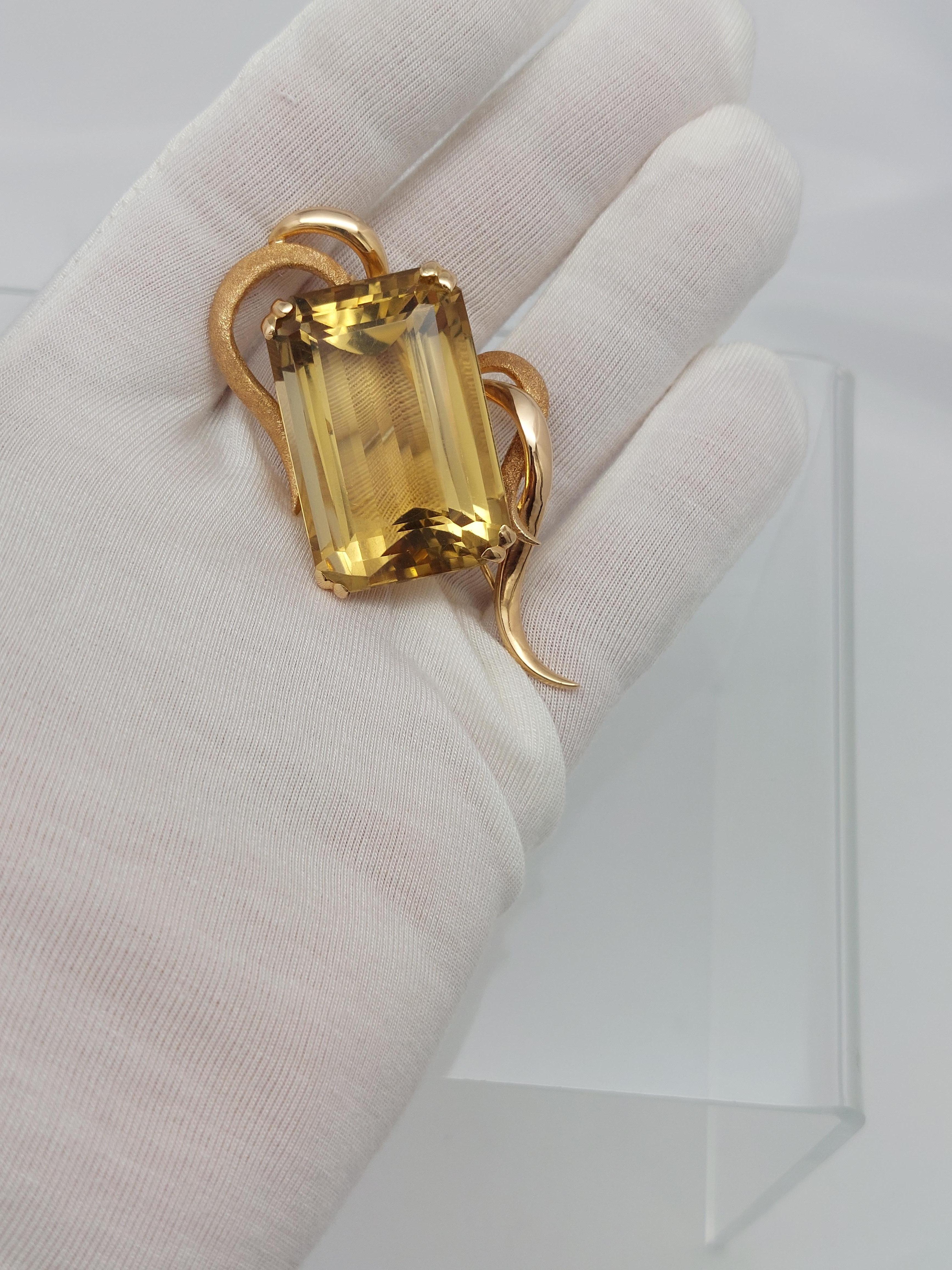 Broche de oro amarillo y rosa de 18 quilates con citrino LG de más de 45 quilates en venta 5
