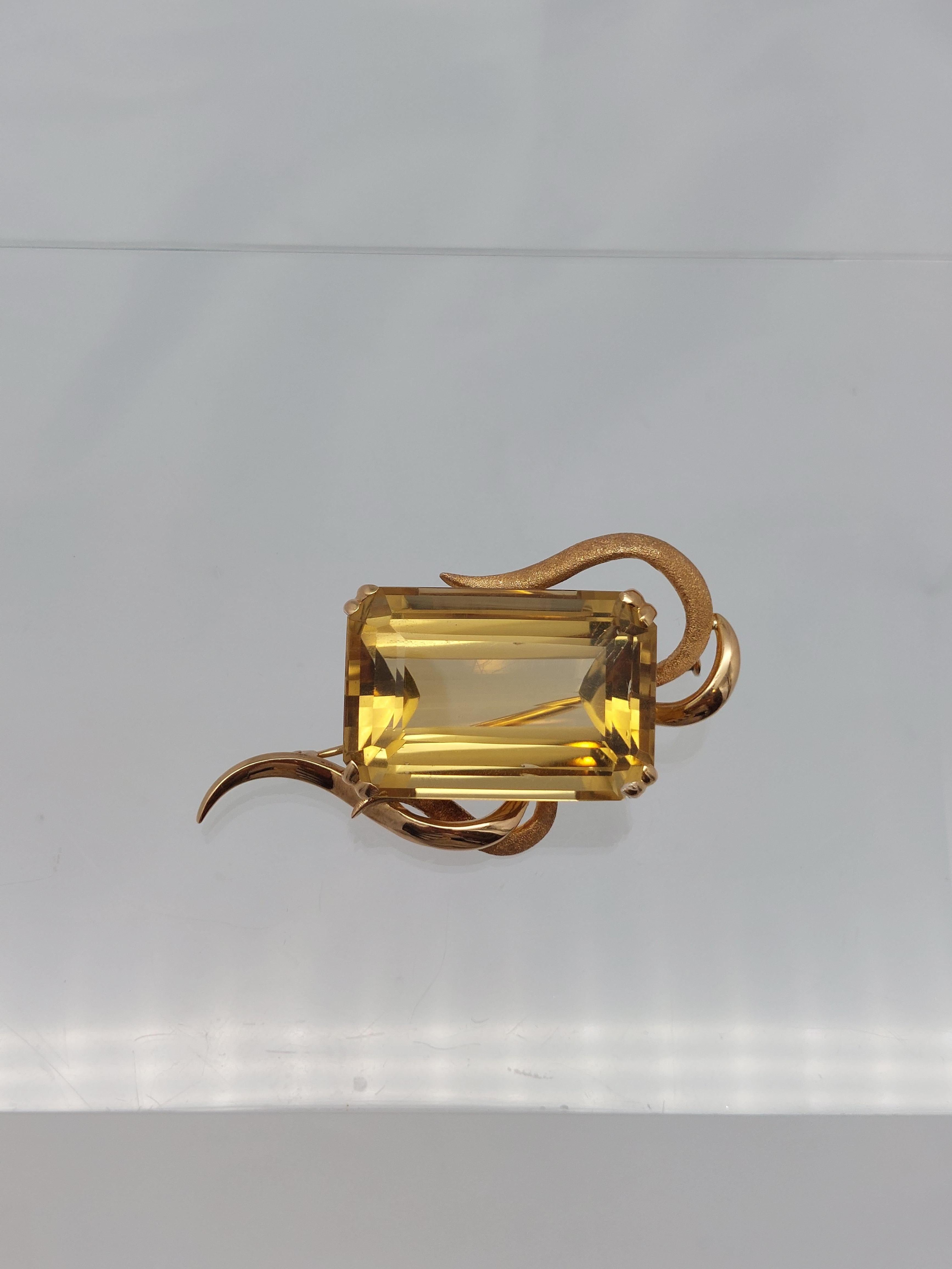 Broche de oro amarillo y rosa de 18 quilates con citrino LG de más de 45 quilates en venta 6