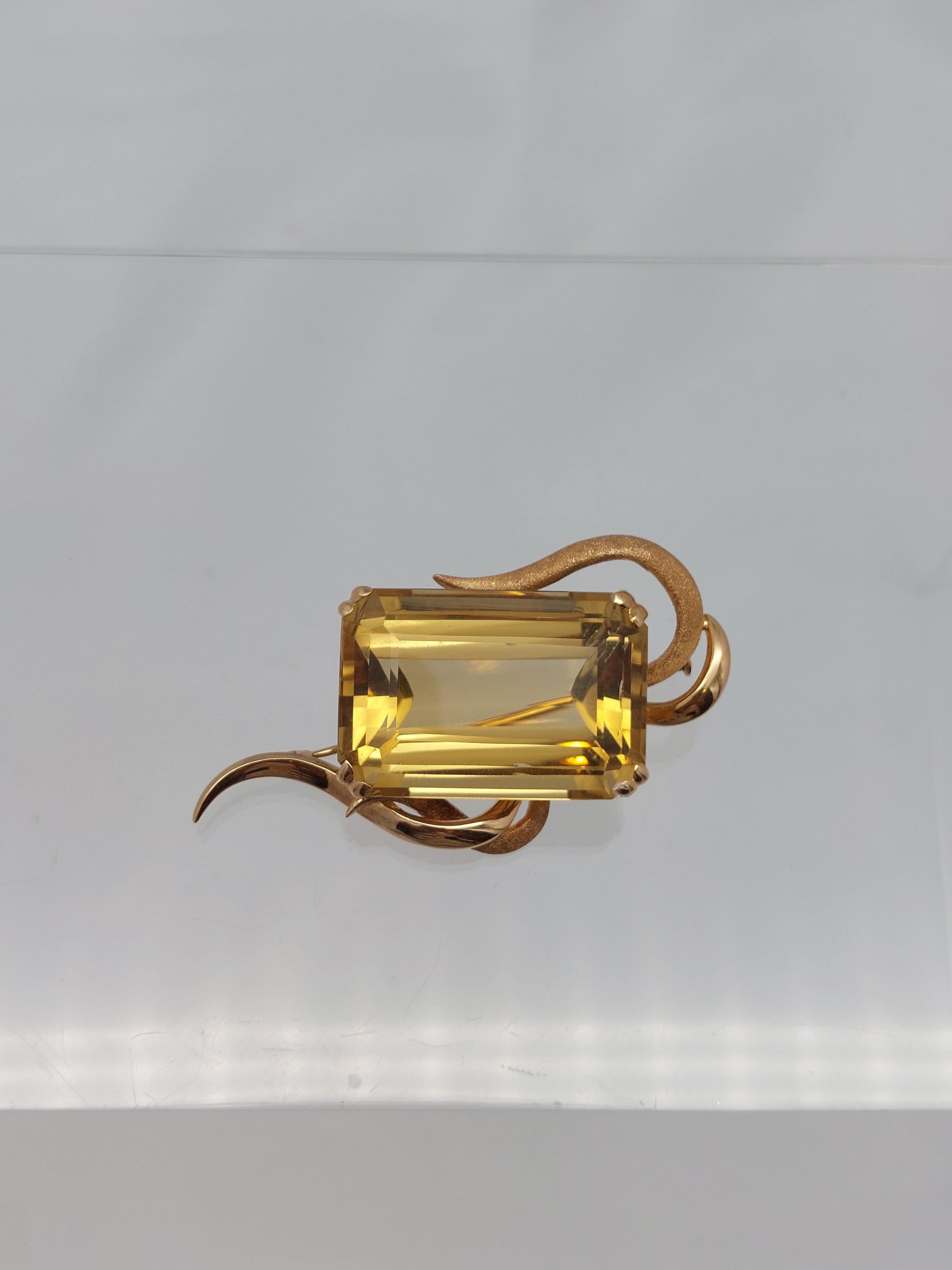 Broche de oro amarillo y rosa de 18 quilates con citrino LG de más de 45 quilates en venta 7