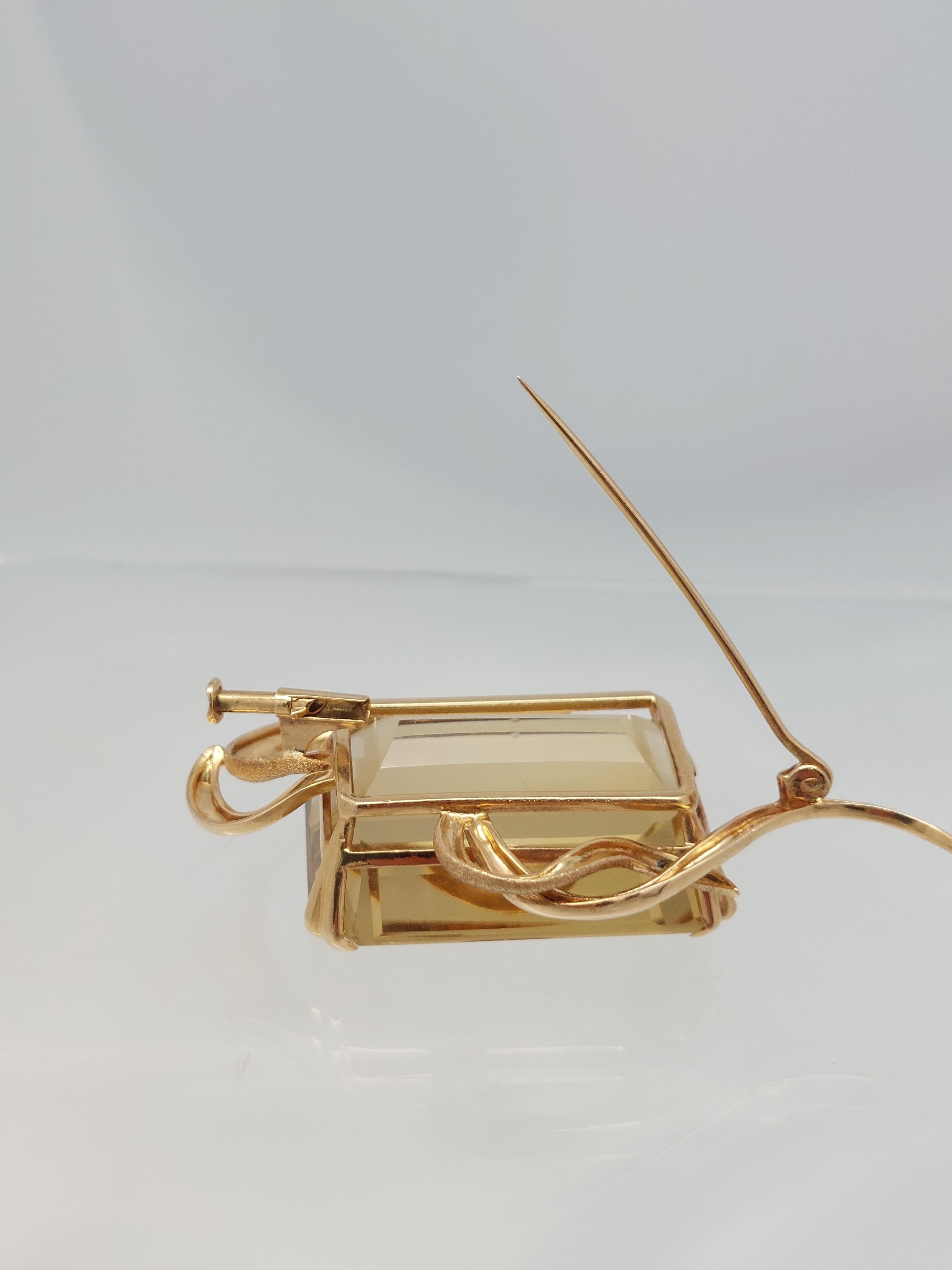 Femenino o masculino Broche de oro amarillo y rosa de 18 quilates con citrino LG de más de 45 quilates en venta