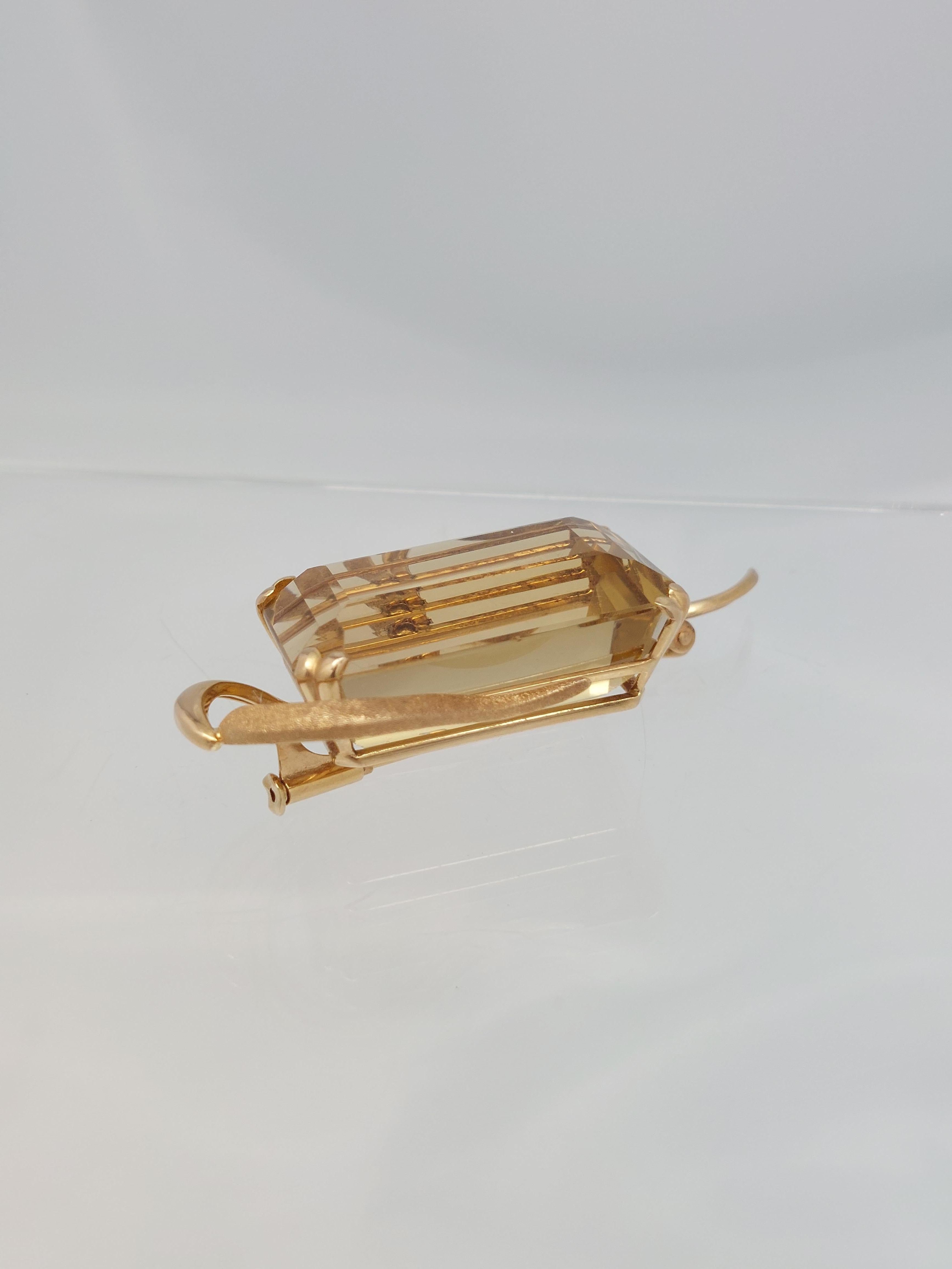 Broche de oro amarillo y rosa de 18 quilates con citrino LG de más de 45 quilates en venta 3