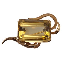 Broche LG en or jaune et rose 18 carats et citrine 45+ carats