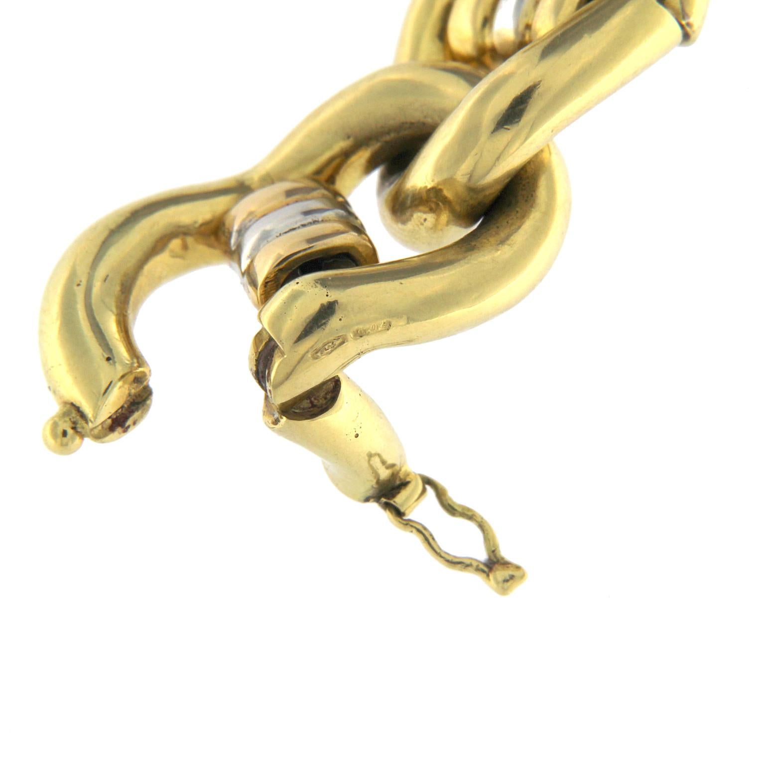 18 Karat Yellow, Rose, and White Gold Sturdy Chain Bracelet In New Condition For Sale In Milano, Lombardia