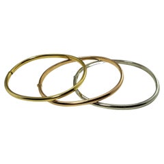 Vintage 18 Karat Yellow, Rose and White Gold Set of 3 Bangle Bracelets