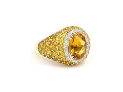 18 Karat Yellow Sapphire, Citrine and Diamond Ring