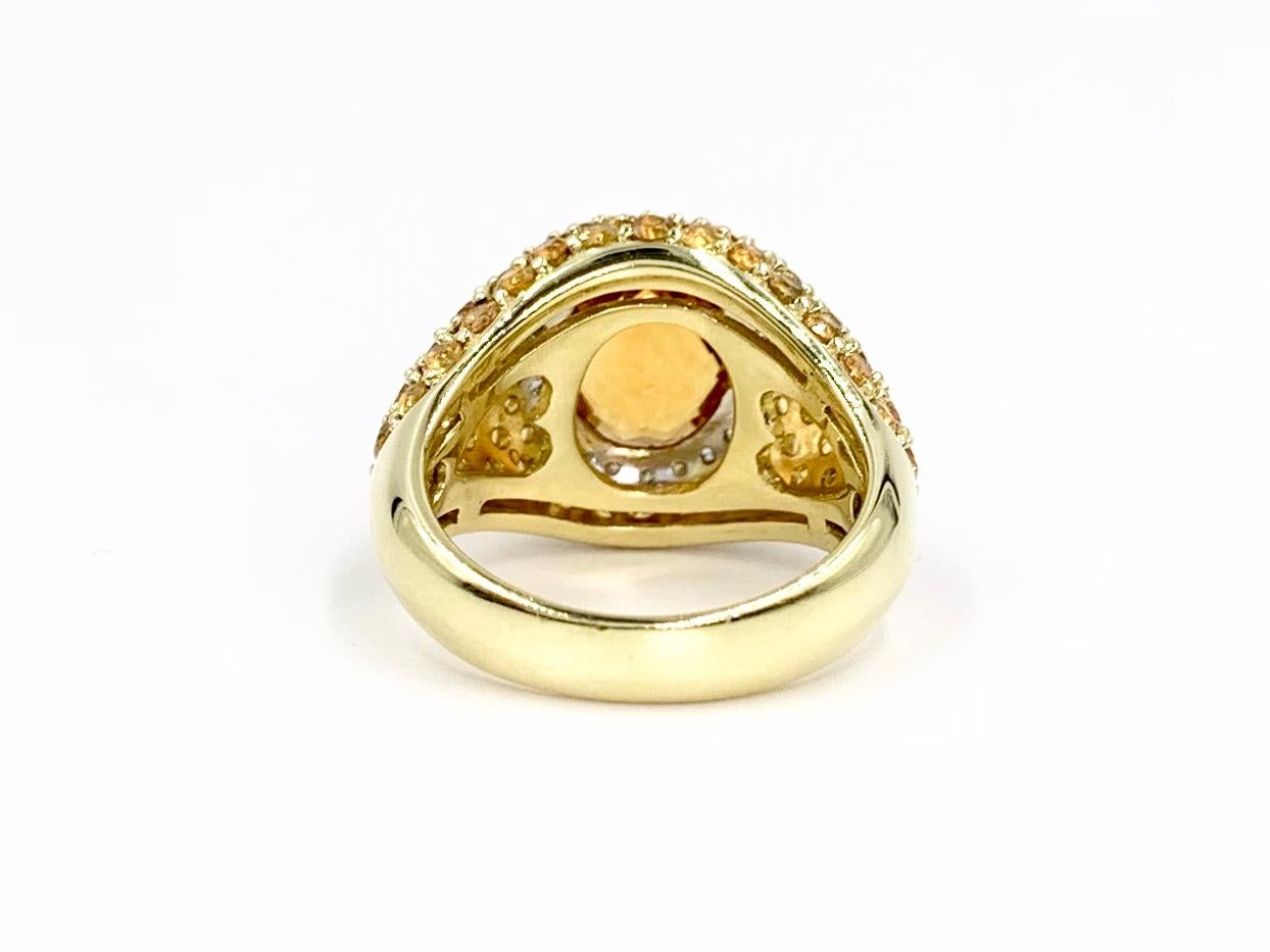 Contemporary 18 Karat Yellow Sapphire, Citrine and Diamond Ring For Sale