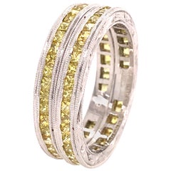18 Karat Yellow Sapphire Stackable Ring Set White Gold