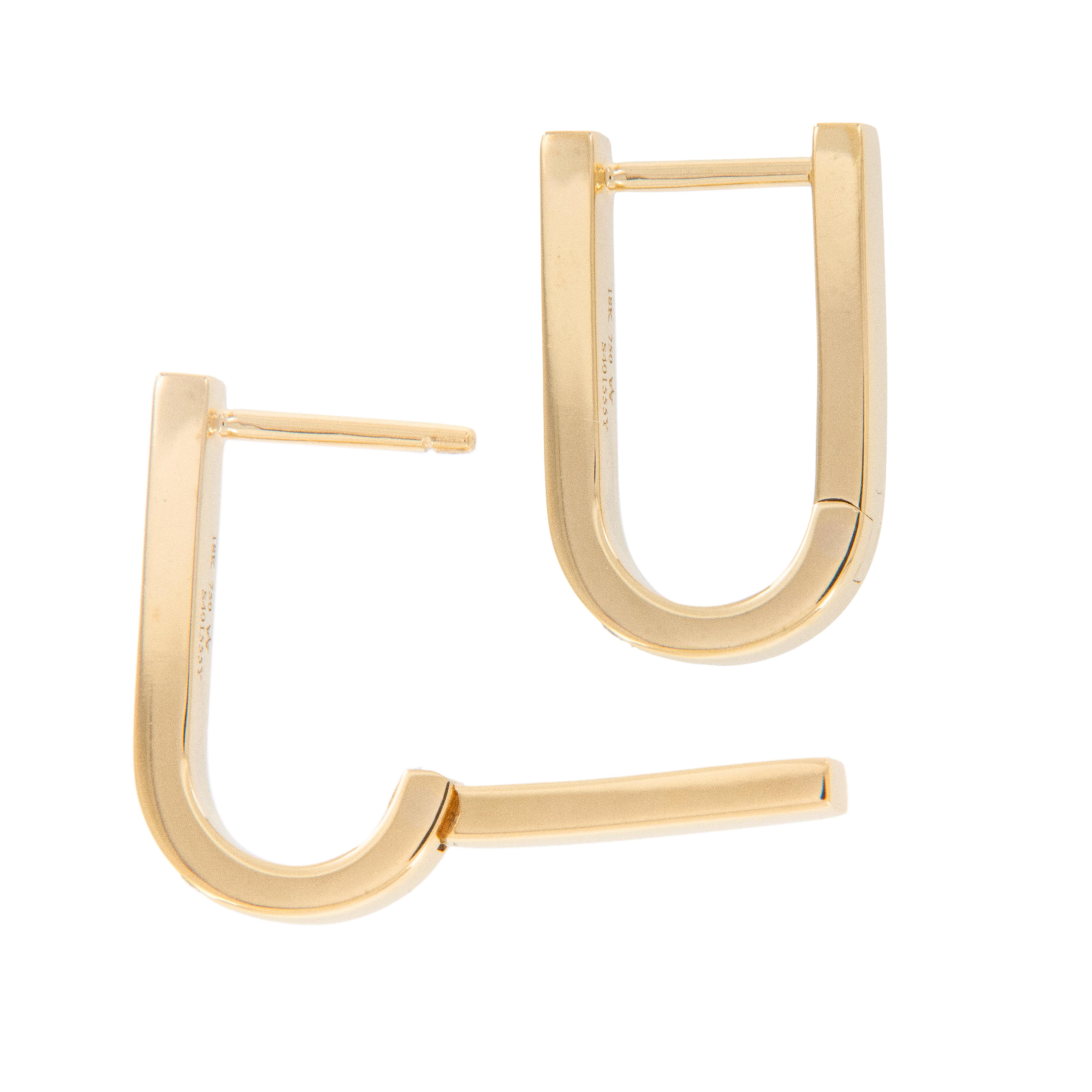 Contemporary 18 Karat Yellow Solid Gold Diamond Huggie Hoop Earrings