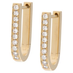 18 Karat Yellow Solid Gold Diamond Huggie Hoop Earrings