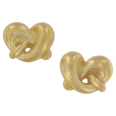 18 Karat Gelbgold, strukturiert, Brezelknoten-Ohrringe 