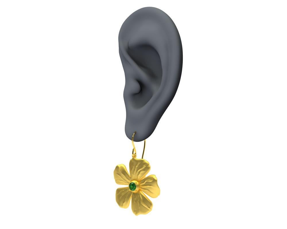Boucles d'oreilles pervenche jaune 18 carats plaquées en micron et tsavorite Neuf - En vente à New York, NY