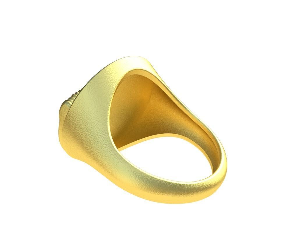 For Sale:  18 Karat Yellow Vermeil GIA Diamond Horse Signet Ring 6
