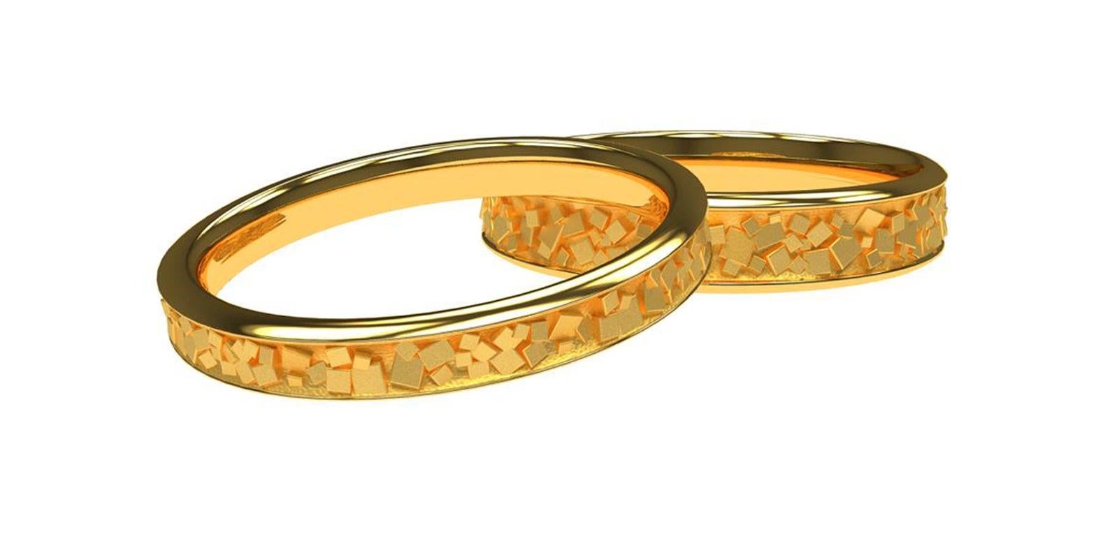For Sale:  18 Karat Yellow Wedding Rings Bridal Set 2