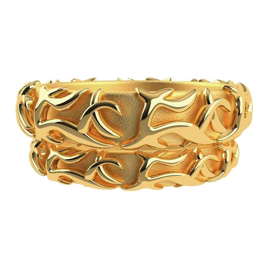 En vente :  Ensemble de bagues de mariage jaune 18 carats