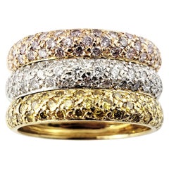 18 Karat Gelb-, Weiß- und Roségold und Diamant Dreifach-Ring