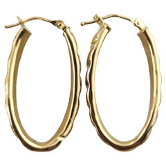 18 Karat Yellow, White, and Rose Gold Oval Hoop Earrings #18992