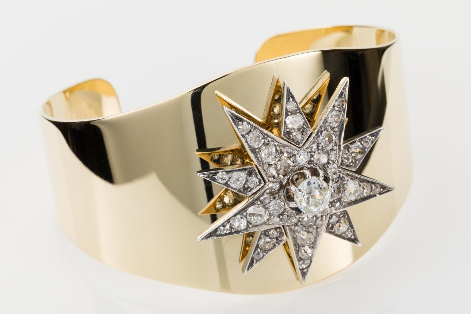 Talk about an amazing piece of conversion jewellery, this showstopping cuff wouldn't look out of place on Superwoman and we know every woman is deserving of that title. 
Once a Victorian star brooch missing the pin component wishing for a new life
