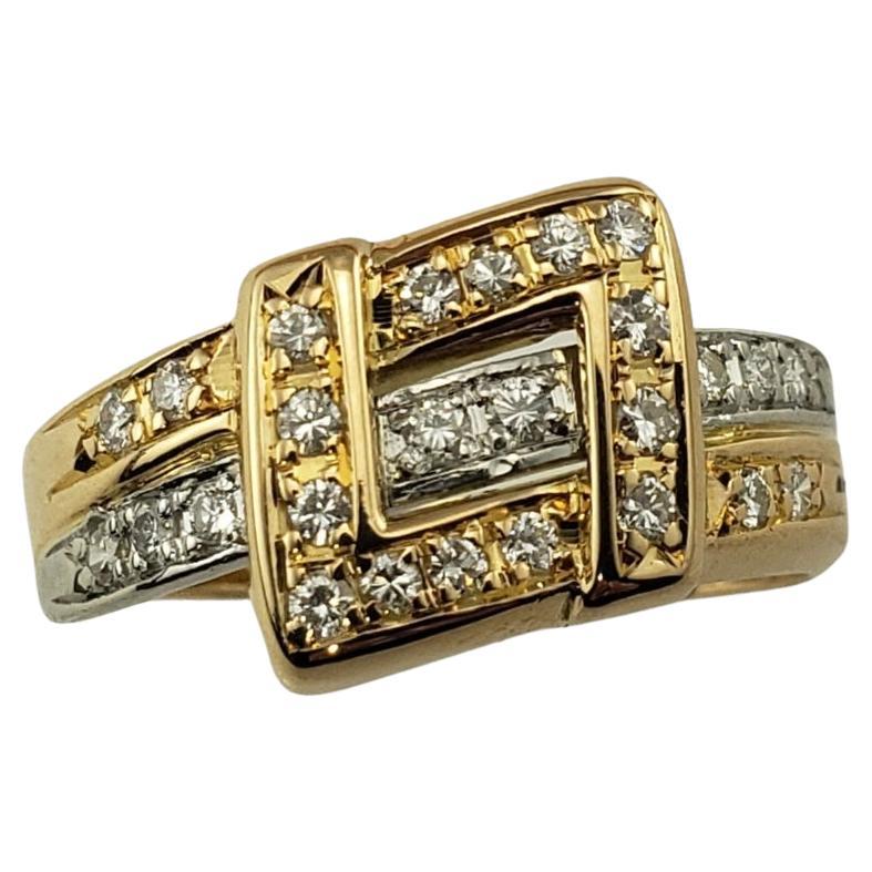 18 Karat Yellow/White Gold and Diamond Ring For Sale