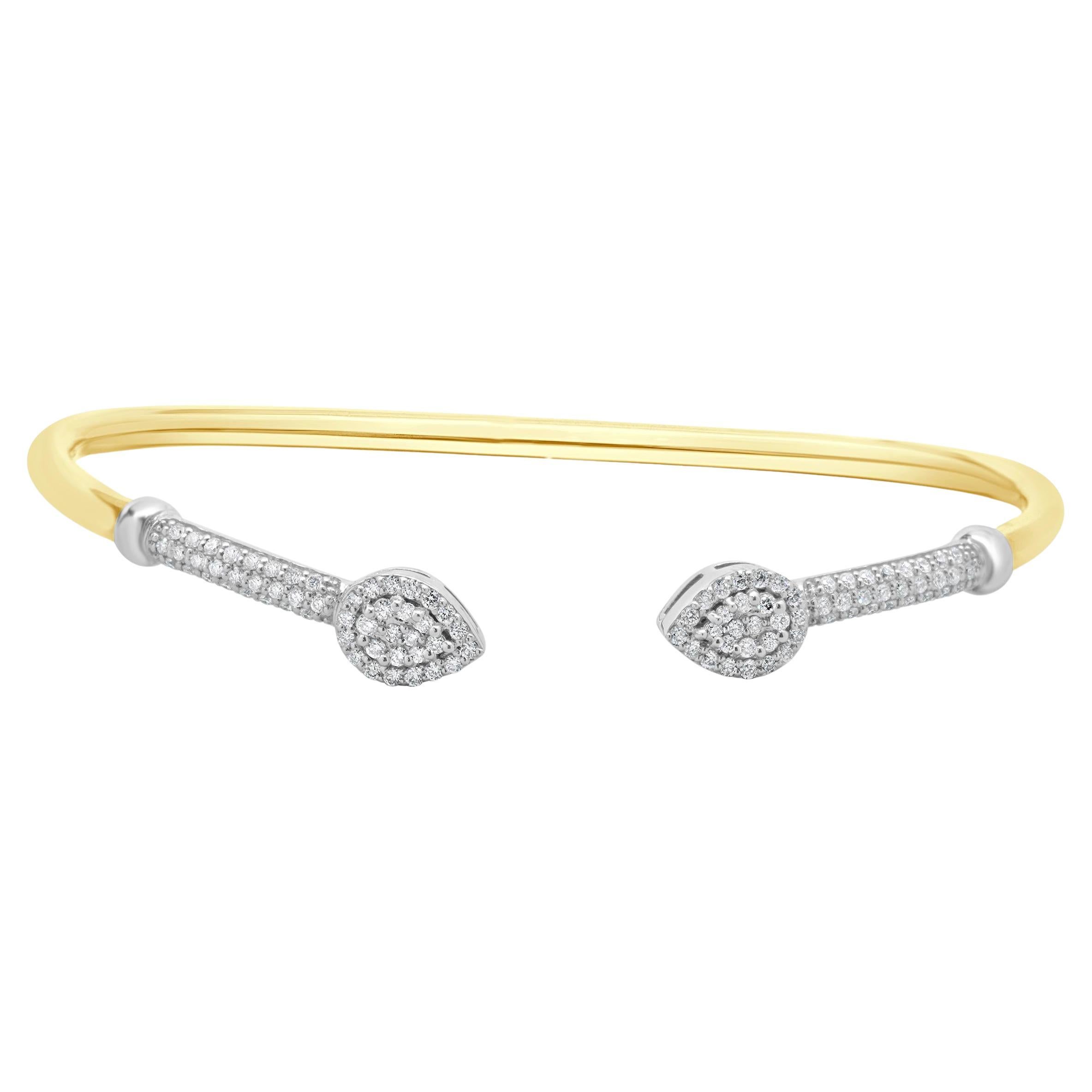 18 Karat Yellow & White Gold Diamond Arrow Cuff Bracelet