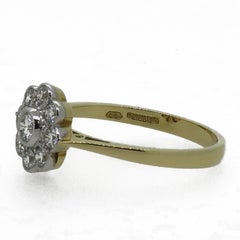 18 Karat Yellow and White Gold Diamond Daisy Art Deco Style Cluster Ring