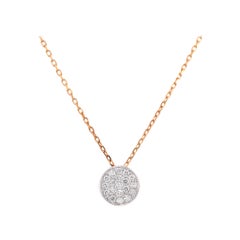 18 Karat Yellow and White Gold Diamond Disc Necklace