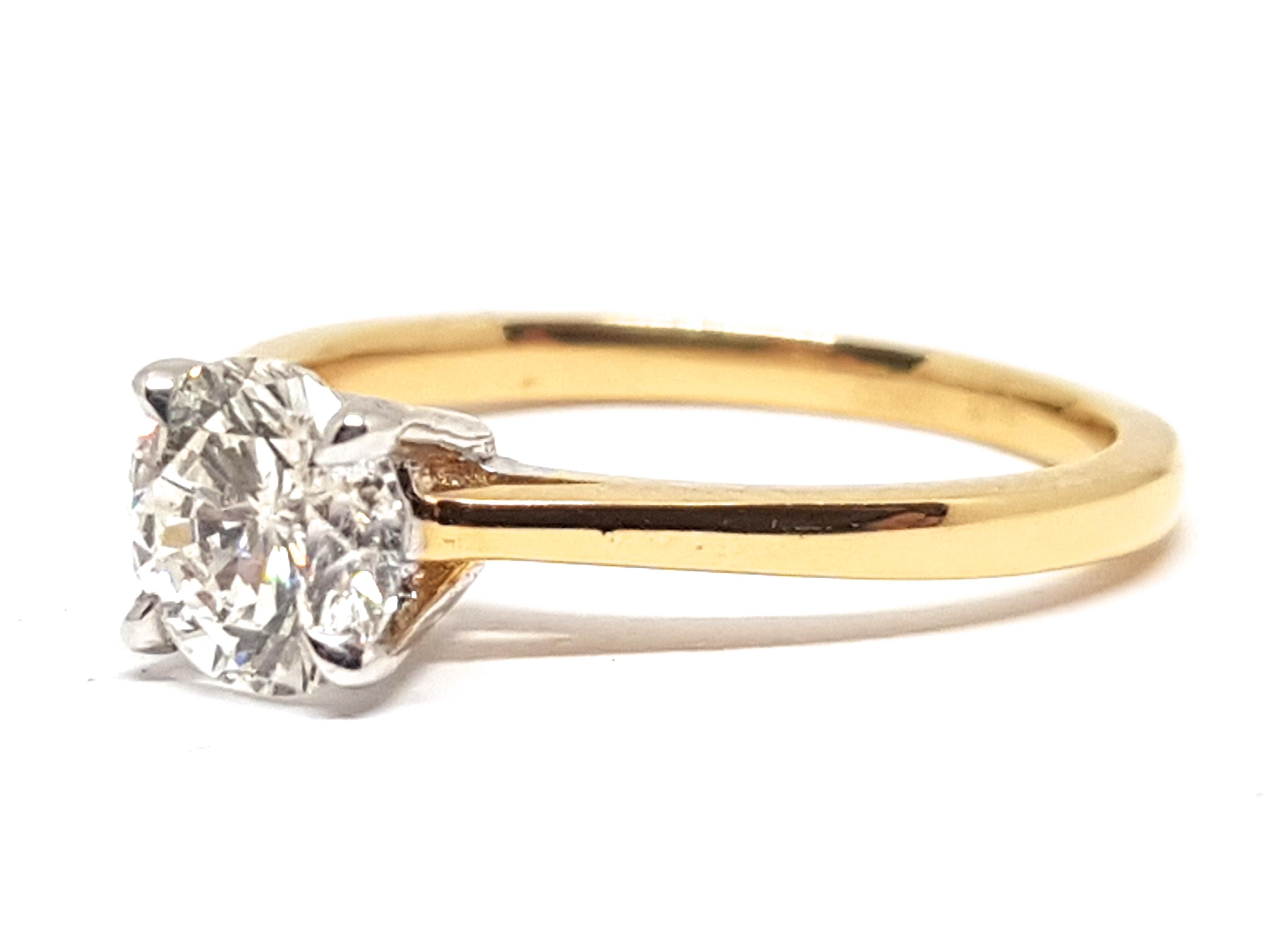18 Karat Yellow White Gold Diamond Engagement Bridal Wedding Ring 1.00 Carat In New Condition In Antwerp, BE