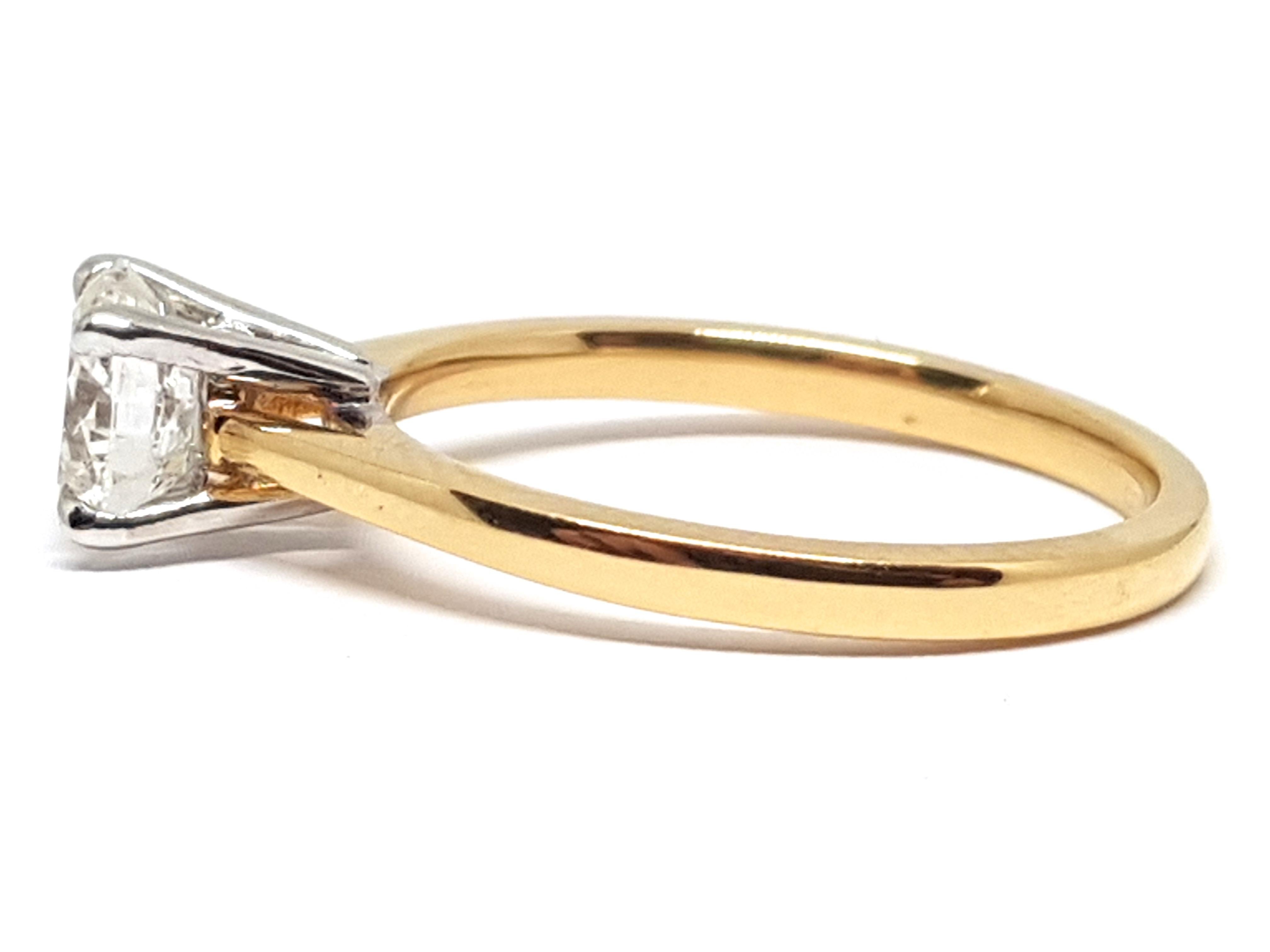 Women's 18 Karat Yellow White Gold Diamond Engagement Bridal Wedding Ring 1.00 Carat