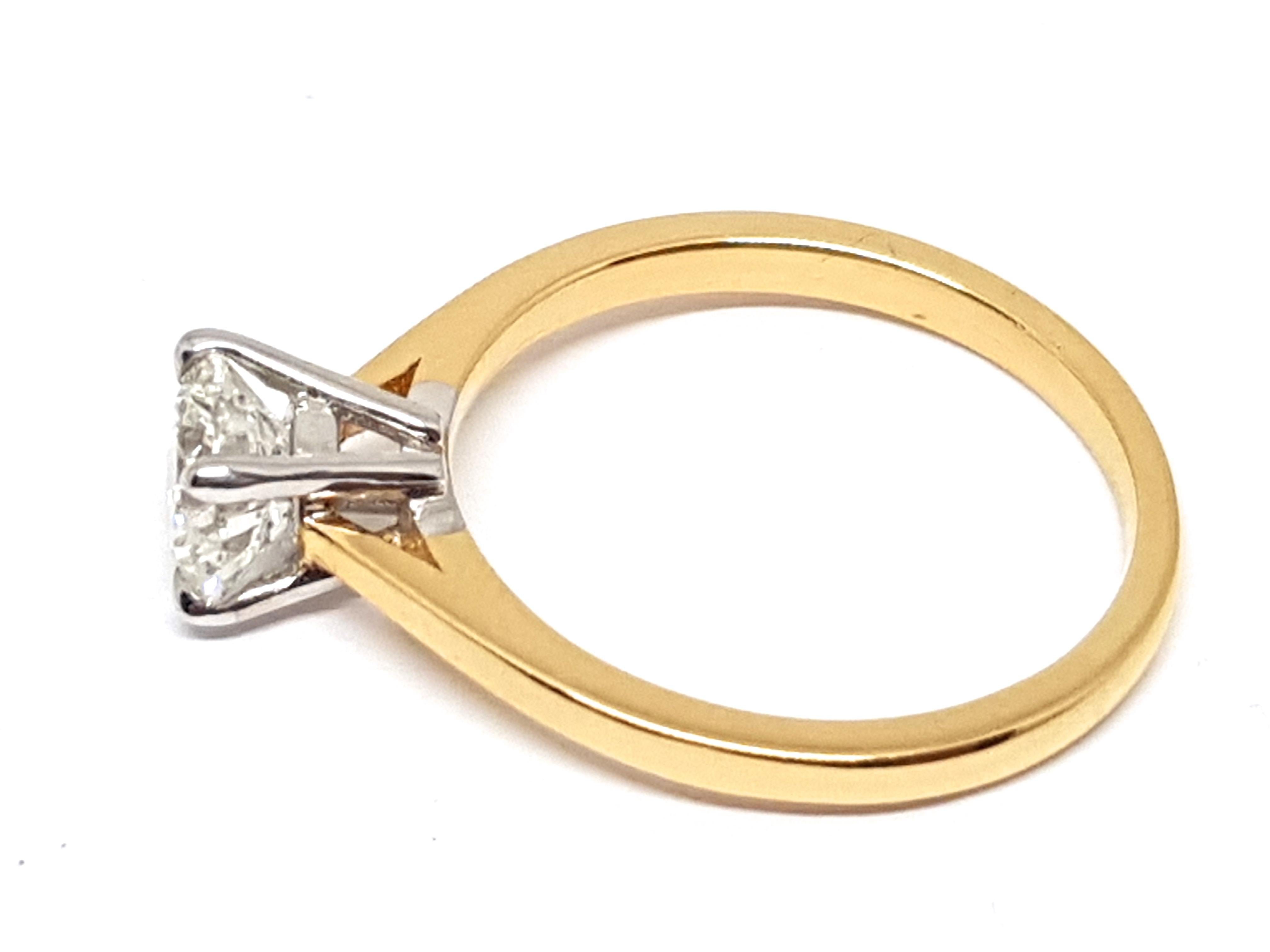 18 Karat Yellow White Gold Diamond Engagement Bridal Wedding Ring 1.00 Carat 1