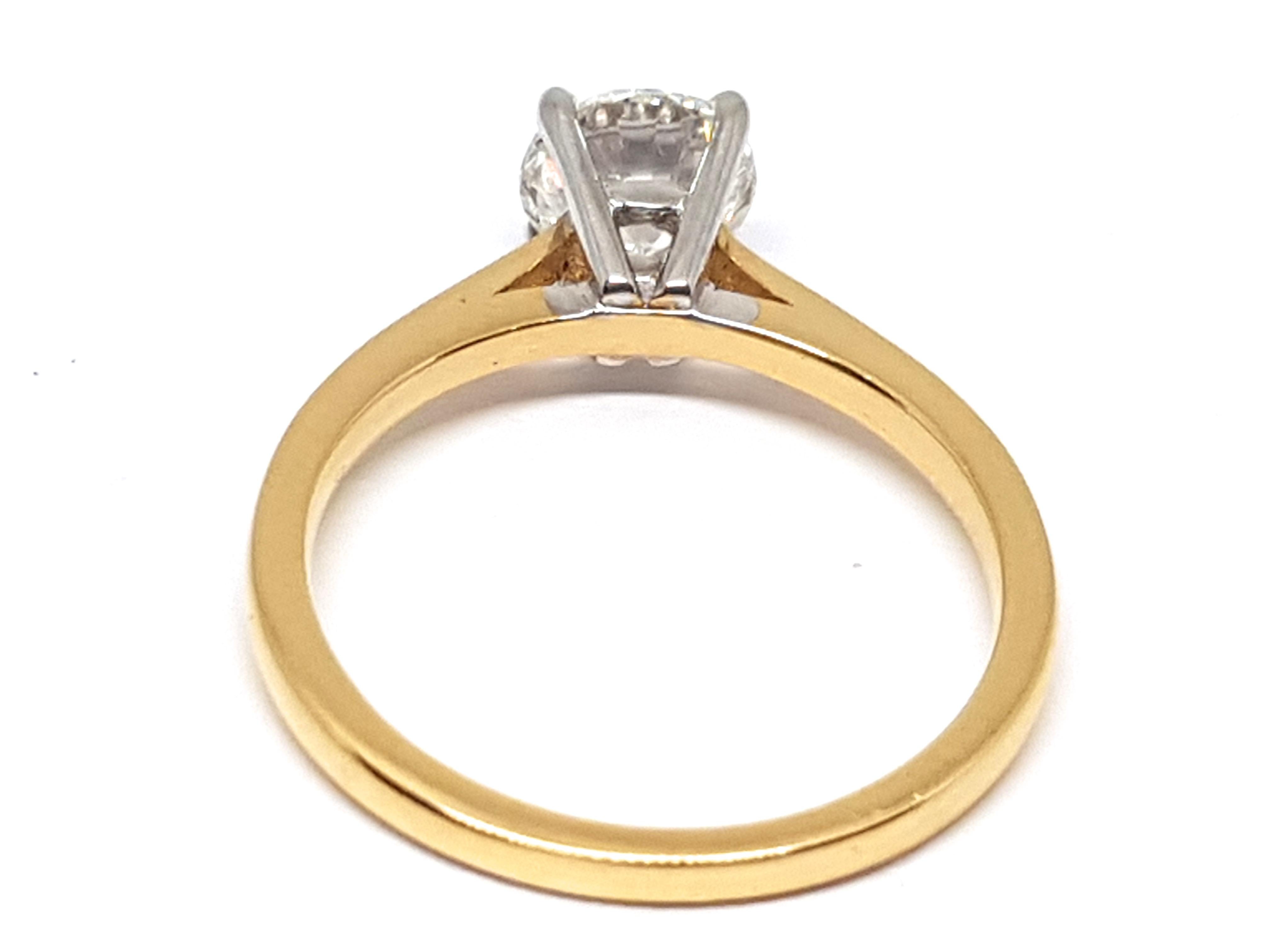 18 Karat Yellow White Gold Diamond Engagement Bridal Wedding Ring 1.00 Carat 2