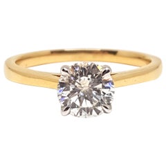 18 Karat Yellow White Gold Diamond Engagement Bridal Wedding Ring 1.00 Carat