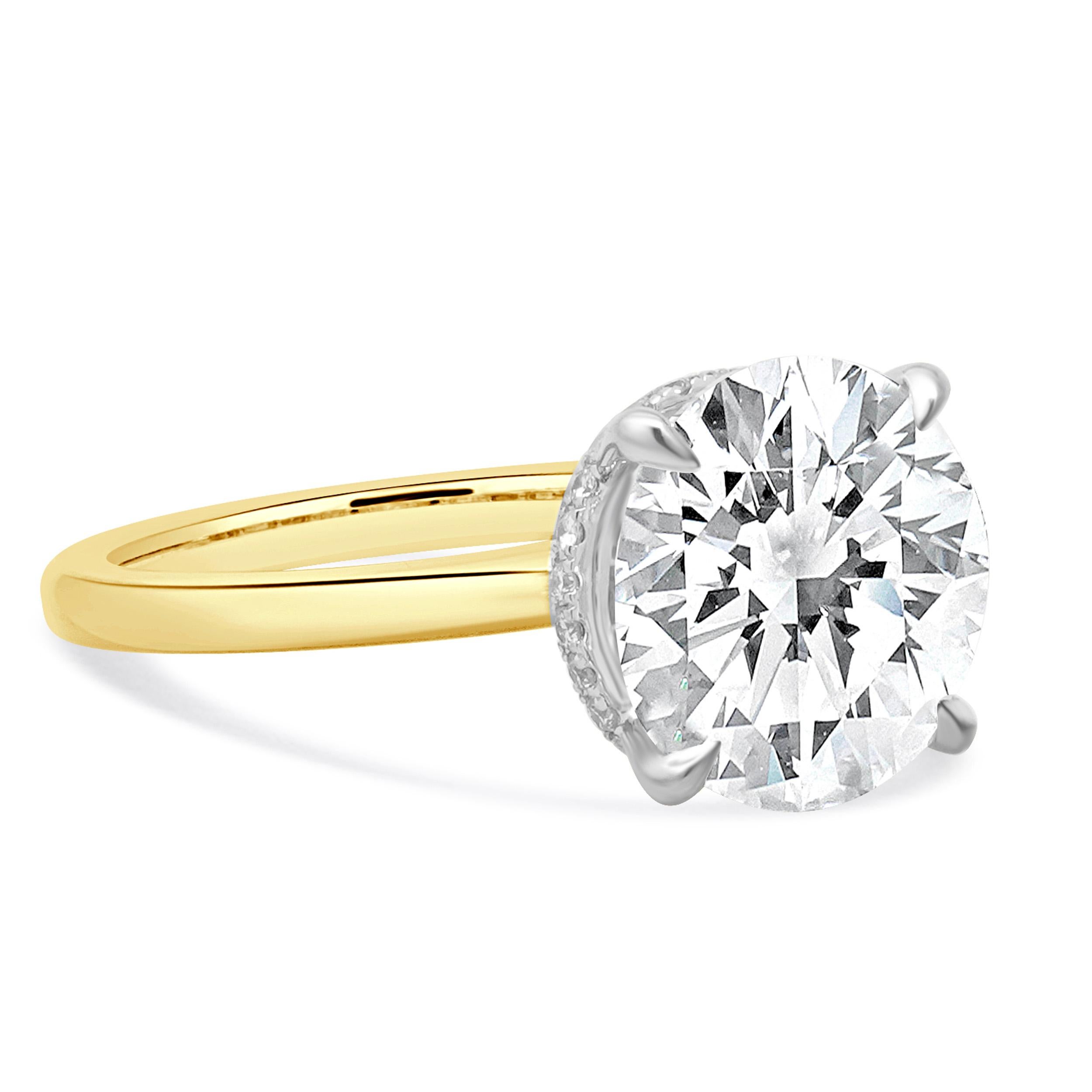 Bague de fiançailles en or jaune et blanc 18 carats avec diamant Excellent état - En vente à Scottsdale, AZ