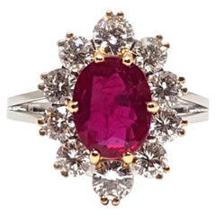 princess diana ring ruby 18 Karat Yellow White Gold Diamond Red Ruby Engagement Princess Diana Ring