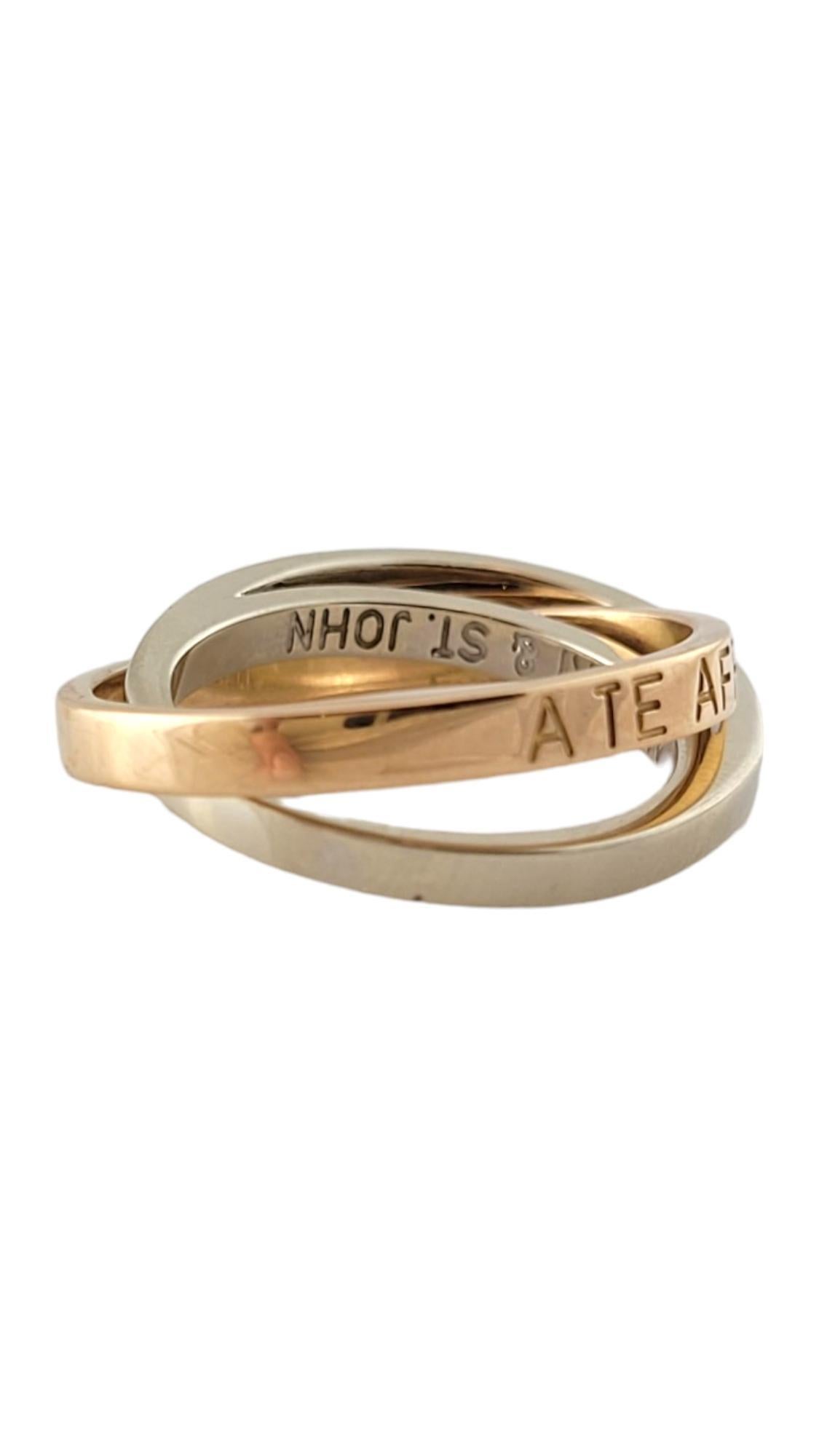 18 Karat Yellow & White Gold Diamond Rolling Ring Size 7

This gorgeous 14K yellow and white gold rolling ring is engraved with 