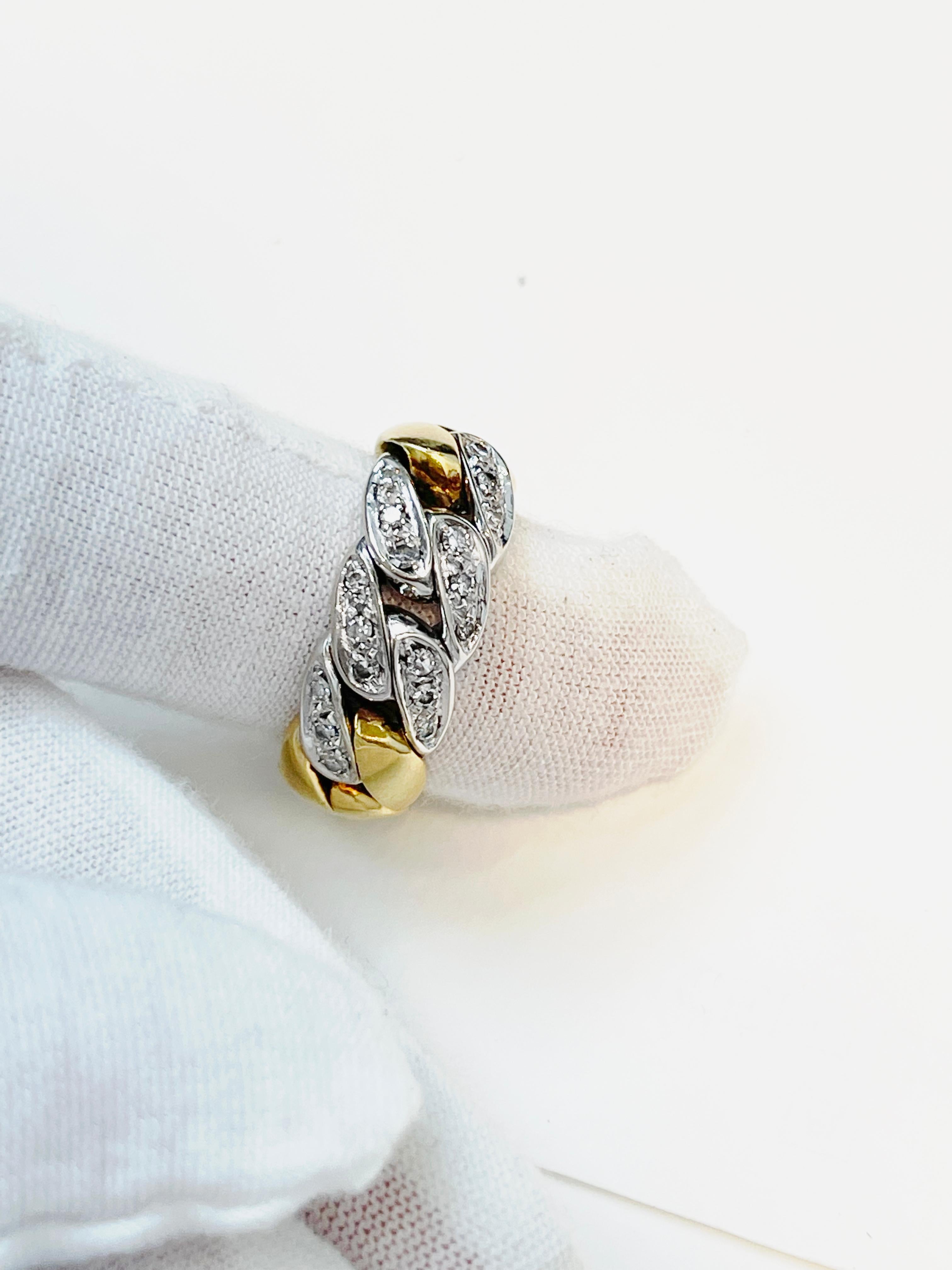 18 Karat Yellow White Gold Diamonds Vintage Pomellato Demi Parure Earrings Ring For Sale 8