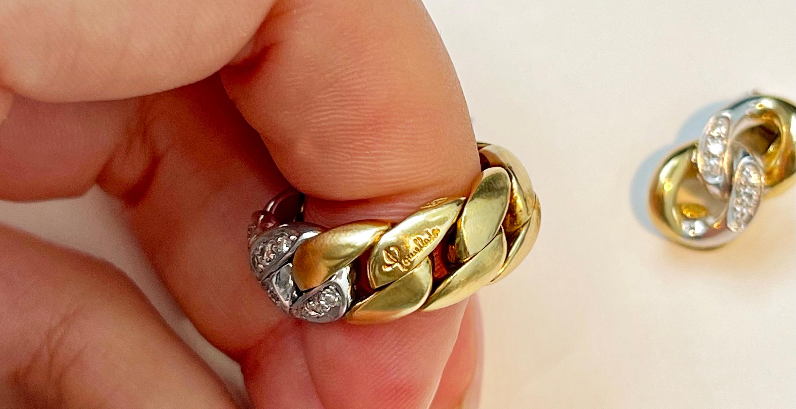 18 Karat Yellow White Gold Diamonds Vintage Pomellato Demi Parure Earrings Ring For Sale 3