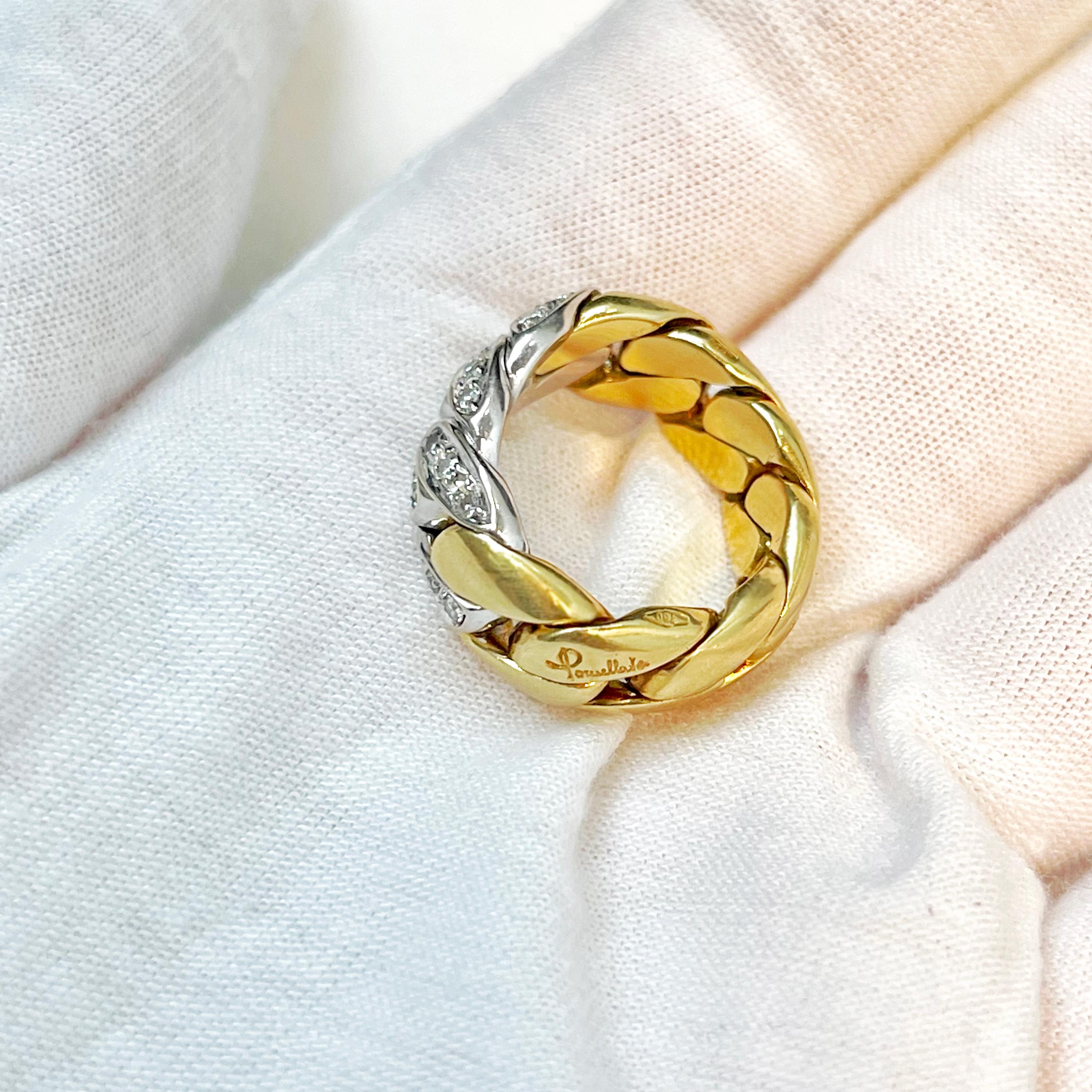18 Karat Yellow White Gold Diamonds Vintage Pomellato Demi Parure Earrings Ring For Sale 4