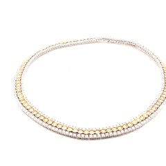 Collana in oro giallo/bianco 18 carati con diamanti e pietre di colore giallo chiaro