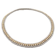 Collana in oro giallo/bianco 18 carati con diamanti e pietre di colore giallo chiaro