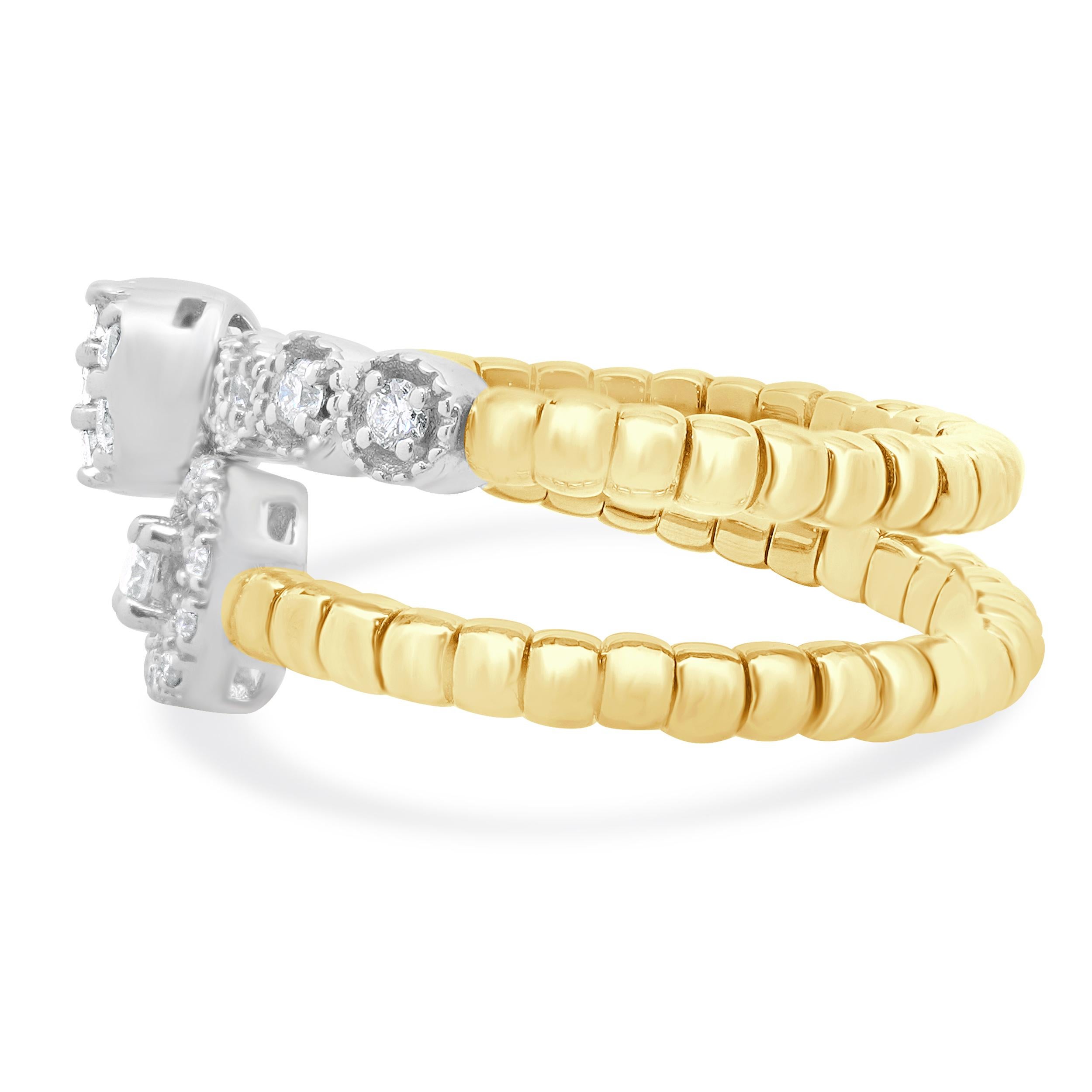 18 Karat Yellow & White Gold Flexible Bypass Ring In Excellent Condition For Sale In Scottsdale, AZ
